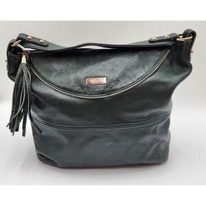 Onna Ehrlich Green Leather Pebble Hobo Bag Designer Shoulder Bag Tassel‎